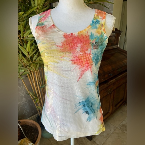 Only nine ladies tank top sequin sleeveless. NWOT. fully line medium petite - Picture 3 of 16